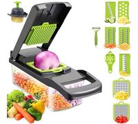 16-in-1 Vegetable Chopper & Mandoline Slicer Set | Multifunctional Food Dicer, Grater, and Shredder with Adjustable Stainless Steel Blades | BPA-Free Large Container for Easy Meal Prep