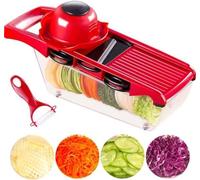 16-in-1 Vegetable Chopper & Mandoline Slicer with Container, Food Chopper, Onion Dicer, Cheese Grater, Vegetable Cutter for Potato, Carrot, Cucumber, Garlic, Meal Prep, RED