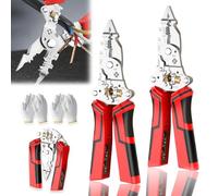 16 in 1 Wire Stripper Twister for Cutting and Pulling Wires,Cable Scissors,Voltage Tester Pliers, 12V to 250V Live, Null, Hot Wire Judgment AC DC, Audible and Flashing LED Alarms (2PCS)