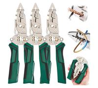 16 in 1 Wire Stripper Twister for Cutting and Pulling Wires,Cable Scissors,Voltage Tester Pliers, 12v to 250v, Audible and Flashing LED Alarms for Electrical Repair & DIY Household Use (Green 3PC)