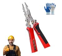 16 in 1 Wire Stripper Twister for Cutting and Pulling Wires,Cable Scissors,Voltage Tester Pliers, 12v to 250v Live,Folding Stylus Screwdriver Wire Stripper,for Wire Cutting Stripping Crimping (Red)