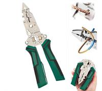 16 in 1 Wire Stripper Twister for Cutting and Pulling Wires, Cable Scissors, Voltage Tester Pliers, Folding Stylus Screwdriver Wire Stripper, for Wires Cutting Stripping Crimping (Green)