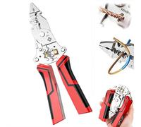 16 in 1 Wire Stripper Twister for Cutting and Pulling Wires, Foldable Wire Stripping Pliers with Voltage Tester&Alarms, Professional Electrician Tool for DIY Home Use Car Repair Tool (Red)