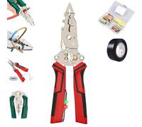 16 in 1 Wire Stripper Twister for Cutting and Pulling Wires, with LED and Audible Voltage Tester, Cutter Stripper Crimper and Built-in Twister for Electricians and DIY (1Pcs Red)