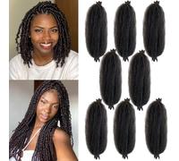 16 Inch 16 Inch Color #2 Black Elastic Hair Extensions for Soft Dreadlocks 8 Bundles