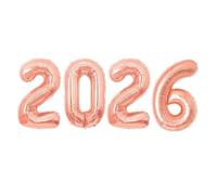 16 Inch 2026 Balloons, 2026 Foil Number Balloons for 2026 New Year Eve Festival Party Supplies Graduation Decorations, Rose Gold