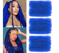 16 Inch Afro Kinky Curly Synthetic Hair Bulk 3 Packs Marley Twist Hair Bulk for Dreadlock Extensions Spring Afro Twist Hair Bulk for Mini Twist Repair Locs (Blue#, 16 Inches)