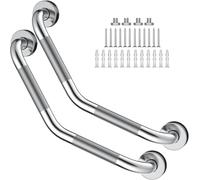 16 Inch Angled Grab Bar 2 Pack, ZUEXT Anti Slip Shower Grab Bar Handles,Chrome Stainless Steel Knurled Bathroom Balance Bar, Safety Hand Rail Support,Handicap Elderly Injury Senior Assist Bath Handle