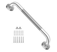 16 Inch Anti Slip Shower Grab Bar, YuanDe Chrome Finish Stainless Steel Bath Grab Bar, Knurled Bathroom Safety Rail, Shower Handrail Support, Handicap Elderly Injury Senior Balance Assist Handles