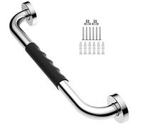 16 Inch Anti-Slip Shower Grab Bars w/Rubber Grip - 1" Diameter, iMomwee Chrome SUS304 Stainless Steel Bathroom Grab Bar Handle, Safety Balance Handrail for Wall, Handicap Elderly Assist Bath Handle
