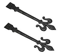 16-Inch Antique Door Hinge False Fronts Black Cast Iron False Tee Door Hinges Decorative Victorian Spear Garage Gate Sliding Door Fronts for External Gate Pack of 2.