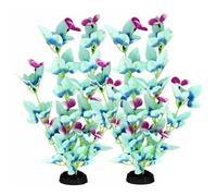 16 Inch Aquarium Fish Tank Plant Betta Fish Tank Decor,2 Pack Silk Aquarium Plants for Aquarium Decoration (White-Blue)