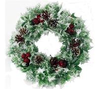 16" inch Artificial Plastic Holly Christmas Wreath with Snow for indoors and outdoors