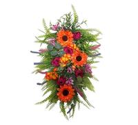 16 Inch Artificial Wildflower Wreath,Spring Summer Front Door Teardrop Wreaths, Artificial Sunflower Wreath,Colorful Spring Summer Door,All Seasons,forFireplace, Window,Wedding,Wall (Deluxe version)