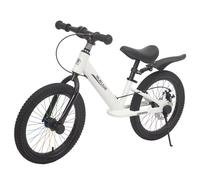 16 Inch Balance Bike for Big Kids | No Pedals Training Bike with Disc Brake | Kickstand | Mudguards | Color Spokes | Outdoor Riding Toys for 4-8 Years Old Boys Girls (White)