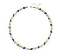 16 Inch Baseball Necklace, Yellow Blue and White Bling Chain, Inspired Rhinestone Baseball Drip Accessories for Men Women Baseball Team Players Coach Gift