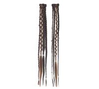 16 Inch Bohemian Braided Hair Extensions, 2 Pcs Handmade Synthetic Clip in Braid Extensions for Women, Natural Texture Long Boho Plait Hairpieces for Daily Use and Festivals (A)