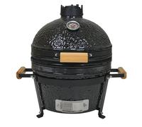 16-inch Ceramic Charcoal BBQ Grill and Smoker, Portable Tabletop Kamado Style in Black
