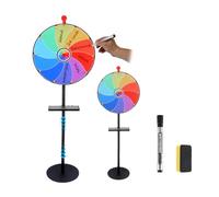 16 Inch Color Prize Wheel, 10 Slots Roulette Spinning Game Wheel With Height Adjustable Metal Stand, Dry Erase Marker and Eraser, Tabletop Roulette Spinner of Fortune for Party Carnival Trade Show