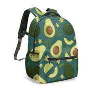 16 Inch Cute Cartoon Avocado Backpack 360 Full Print Green Fruit Pattern Blue Gradient Casual Travel Daypack Rucksack for Adults (03)
