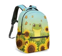 16 Inch Cute Frog Print Backpack Pink Heart Mushroom Night Dark Blue All Over Print Cartoon Graphic Kids School Daypack (03)