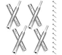 16 inch Drawer Slides 4 Pairs (8pcs) Full Extension Ball Bearing Drawer Rails Side Mount 3 fold Metal Dresser Runners for File Cabinet Trash Can Kitchen Wardrobe Glides 16" Silver 100 LB Capacity