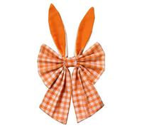16 Inch Easter Bunny Ears Wreath Bow Rustic Buffalo Plaid Easter Bows for Wreaths Spring Holiday Fabric Decorative Bow for Tree Topper Front Door Wall Window Home Party DIY Crafts (Orange)