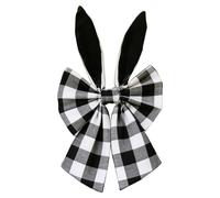 16 Inch Easter Bunny Ears Wreath Bow Rustic Buffalo Plaid Easter Bows for Wreaths Spring Holiday Fabric Decorative Bow for Tree Topper Front Door Wall Window Home Party DIY Crafts (White)