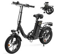 16 Inch Electric Bike Adults, Folding Electric Bicycle, 36V 10.4Ah Removable Battery, 60KM Max Range, LCD Display, 3 Speed Levels, Front Shock Suspension, 120KG Capacity, Foldable E-bike for Adults