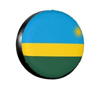 16 inch Flag of Rwanda Print Spare Tire Cover - Universal Tire Protector Fit for Trailer RV Truck SUV Camper Wheel 14"-17"