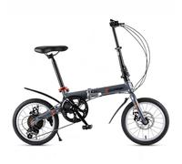 16 Inch Folding Bike, Height Adjustable, Adult Bicycle, Disc Brakes, Folding City Bike, Suitable for Heights Between 125 and 180 Cm