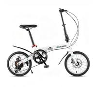 16 Inch Folding Bike, Height Adjustable, Adult Bicycle, Disc Brakes, Folding City Bike, Suitable for Heights Between 125 and 180 Cm