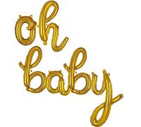 16 Inch Gold Balloon for Oh Baby Letter Cursive Foil Mylar Banner Birthdays Party Decorations Supplies Small