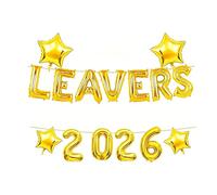 16 Inch Gold Foil Balloons Set, Leavers 2026 Decorations, Class of 2026 Letter Balloons with Star Foil Balloons,Congrats Grad Banner for School College University Graduation Party Indoor Outdoor Decor