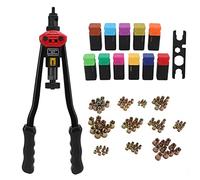 16 Inch Hand Blind Riveter and Rivet Nut Setter Kit with 10 Mandrels and 110 Rivet Nuts, Universal Riveting Tool for Metal, Plastic, Wood