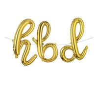 16 Inch HBD Balloons for Boho Birthday Party Decorations, Beige HBD Letter Foil Mylar Balloon Banner Happy Birthday Sign for Girls Women Boys Men (L HBD Gold)