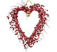 16-Inch Heart-shaped Wreath Valentine's Day Decorative Garland With 20 LED Lights Battery Operated Valentines Day Decor Indoor Home Outdoor Party