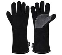 16-Inch Heat & Flame Resistant Welding Gloves | Heavy-Duty Leather Work Gloves with Reinforced Palm & Forearm Protection for BBQ, Grill, Fireplace, Oven, Stove, Welding, and Industrial Use