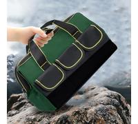 16 Inch Heavy Duty Waterproof Tool Bag Organizer with Anti-Slip Rubber Base, Multi-Compartment Storage for Electrician, Woodworking, and DIY Tools,A