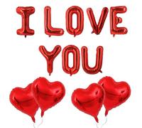 16 Inch I LOVE YOU Letter Balloons, 18 Inch Red Heart Balloons Valentines Day Foil Balloon for Valentine's DAY Wedding Wedding Engagement Galentines Day Bridal Shower Decor