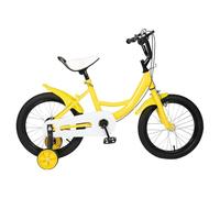 16 inch Kids Bike Children Bicycle with Bell, Seat Handle, Stabilisers/Kickstand Wheels, Mudguards, Height Adjustable 100-132cm for Boys Girls Who are 3.28-4.42ft in Height And Within 110lbs (Yellow)