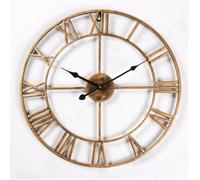 16 Inch Large Wall Clock for Living Room Decor, Roman Numeral Modern Round Decorative Metal Large Wall Clock for Bedroom And Kitchen, Silent, Non Ticking, Battery Operated,Bronze,50cm
