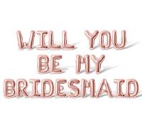 16 Inch Letter Balloons - WILL YOU BE MY BRIDESMAID Foil Mylar Balloon - Bridesmaid Wedding Proposal Banner (Rose Gold)