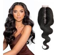 16 Inch Long Wavy Human Hair HD Lace Closure Kim K Lace Closure with Middle Parting Transparent HD Lace Closure 16 Inch