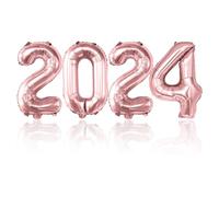 16 Inch New Years Eve Decorations 2024 Balloons - Pink Foil Number Balloons Happy New Year Decorations 2024 for nye Decorations 2024 Christmas