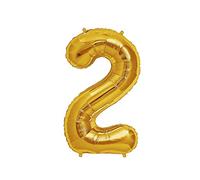 16" Inch Numbers Foil Balloon Gold Digit 0-9 foil Ballons Birthday, wedding year number Party Decoration Balloons UK (Number 2)