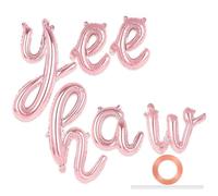16 Inch Rose Gold Yee Haw Balloons, Yee Haw Banner Yeehaw Aluminum Foil Balloons for First Rodeo Birthday Cowboy Cowgirl Baby Shower Western Decor (Rose Gold)