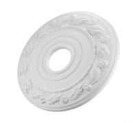 16 inch round PU ceiling medallion featuring a classic retro pattern made to cover ceiling defects and upgrade lamp fixtures