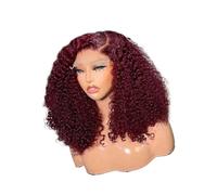 16 inch Short HD Lace Front Wigs for Women Burgundy Curly Wig Synthetic Bob Kinky Afro Curly Frontal Hair Adds Volume