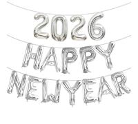 16 Inch Silver 2026 Happy New Year Balloons